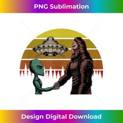 Retro Bigfoot Alien Greeting UFO Conspiracy - Luxe Sublimation PNG Download - Tailor-Made for Sublimation Craftsmanship