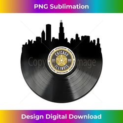 Chicago Illinois Vintage City Skyline Vinyl Record - Sublimation-Optimized PNG File - Chic, Bold, and Uncompromising