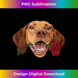 Cute Vizsla Dog with Rose - Vizsla Mom and Dad - Edgy Sublimation Digital File - Animate Your Creative Concepts
