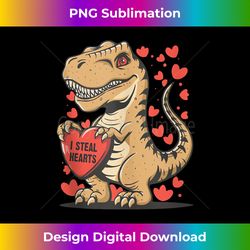 I Steal Hearts Valentines Day Funny Dinosaur Holding Heart - Vibrant Sublimation Digital Download - Access the Spectrum of Sublimation Artistry