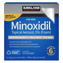 Kirkland Signature 5 Percent Minoxidil for Men Hair Growth Treatment Foam (6 Months Supply), Minoxidil Hair Growth