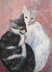 Two Cats Black and White Yin And Yang Art - digital file for you to download