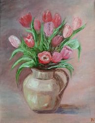 Pink Tulips In A Vase Still Life Art - digital file for you to download