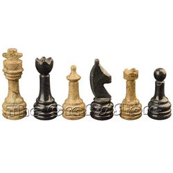 Marble & Onyx Natural Stone Hand Made Luxurious Coral & Black Chess Set With Staunton Series Chess Pieces