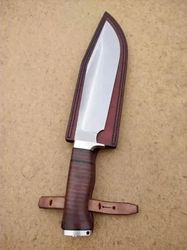 CUSTOM HANDMADE D2 TOOLSTEEL HUNTING BOWIE KNIFE CAMPING KNIFE WITH LEATHER SHEATH