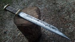 CUSTOM HANDMADE SPRING STEEL 5160 VIKING SEAX KNIFE WITH LEATHER SHEATH