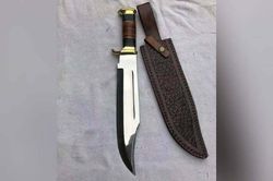 Custom Handmade D2 Tool Steel Hunting Bowie Knife With Leather Sheath