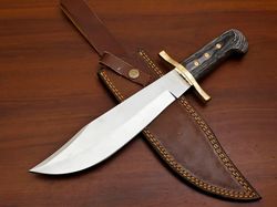 Custom Handmade D2 Tool Steel Hunting Survival Bowie Knife Camping Knife WIth Leather Sheath