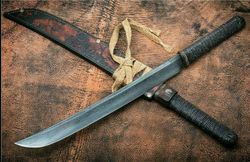 21" HIGH CARBON STEEL KATANA SWORD WITH LEATHER SHEATH HUNTEX PERSONAL SWORD