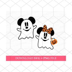 Happy Halloween Ghosts Svg, Halloween Mouse Ghosts Svg, Mouse Couple
