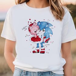 Happy Valentines Day Love Amy Rose And Sonic Valentines T-shirt
