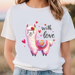Llama Valentines Day With Love Shirt