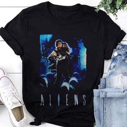 Aliens Movie Poster Sigourney Weaver T-Shirt, Aliens Sci-Fi Horror Movie Retro Shirt, Aliens Xenomorph Shirt, Vintage Al