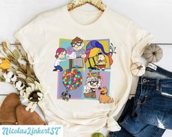 Retro Carl And Ellie Shirt, UP House Balloons, Carl and Russell, Disney Matching Shirt, Dug dog Kevin Pixar UP shirt, Ad
