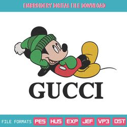 Cartoon Mickey with Hat and Scarf Gucci Embroidery Design Download