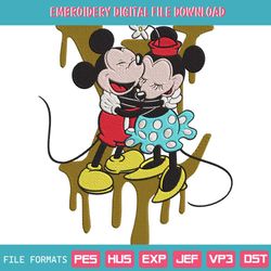 Minnie Mickey LV Drip Logo Embroidery Design For Machine