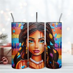 3D Inflated Black Girl Tumbler Design, Black Girl Wrap, 20oz Skinny Tumbler Instant Download