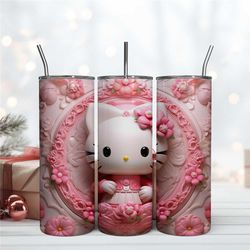 3D Hello Kitty Royal Tumbler, Hello Kitty Design Wrap, Skinny 20oz Tumbler Design Digital File
