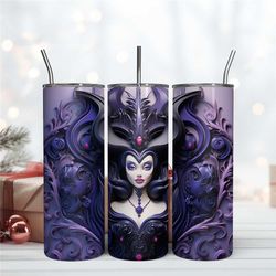 3D Maleficent Disney Witch Wrap 20oz, Sleeping Beauty Wrap, 20oz Skinny Tumbler Design