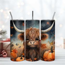 Baby Highland Cow with Pumpkins 20Oz Insulated Tumbler