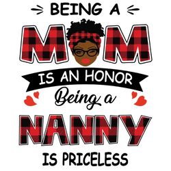 Being A Mom Is An Honor Being A Nanny Is Priceless Svg, Mothers Day Svg, Black Mom Svg, Black Nanny Svg, Being A Mom Svg