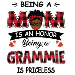 Being A Mom Is An Honor Being A Grammie Is Priceless Svg, Mothers Day Svg, Black Mom Svg, Black Grammie Svg, Being A Mom