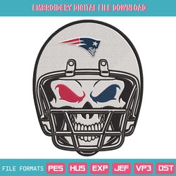Skull Helmet New England Patriots Logo NFL Embroidery Design
