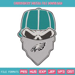 Philadelphia Eagles Skull Bandana NFL Embroidery Design Download