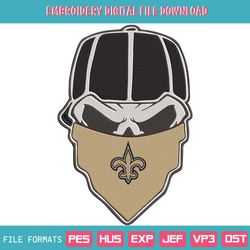 New Orleans Saints Skull Bandana NFL Embroidery Design Download