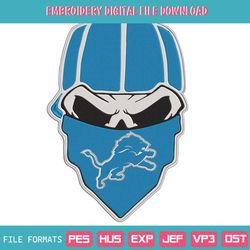 NFL Detroit Lions Skull Design Embroidery File