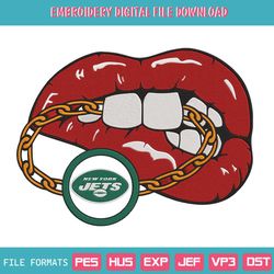 New York Jets Inspired Lips Embroidery Design Download