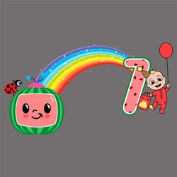 Happy Birthday Cocomelon Boy With Rainbow Seven Birthday Svg