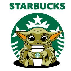 Baby Yoda Starbucks Svg, Brand Svg, Baby Yoda Coffee Svg, No Coffee No Forcee Baby Yoda Svg, Starbucks Logo Svg, Star Wa