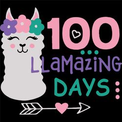 100 Llamazing Days Of School, Llama Svg,Llama 100th Day Of School Svg, 100 Days Of School, Back To School Svg, 100th Day