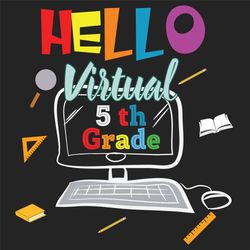 Hello virtual 5th grade svg, 5th grade svg, virtual learning svg, computer svg, 5th grade shirt, students svg, school sv