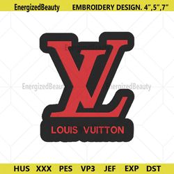 LV Red Black Background Logo Embroidery Design Download