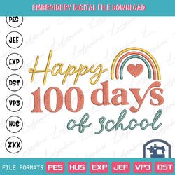 100 Days Of School Embroidery Machine Design, Happy 100th Da, 7