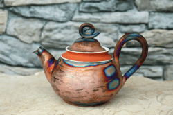 pottery teapot handmade, tea lovers gift, cooper glazed teapot, ceramic farmhouse decor, wheel thrown ceramic tea pot