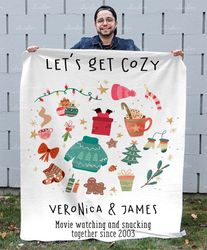 Custom Christmas Cozy Blanket, Custom Name Blanket, Blanket for Holidays, Movie Watching Blanket, Winter Bedding, Gift f