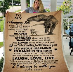 Dinosaurs To My Son I'll Always Be With You Love Mom Fleece Blanket