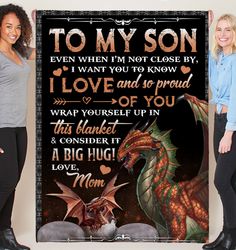 Dragon Blanket, Mom To Son, To My Son, Even When I'm Not Close By Dragon Fleece Blanket