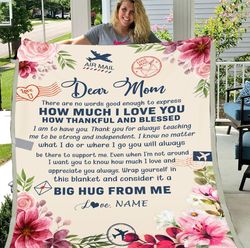 Mother's Day Gift, Personalized Dear Mom Blanket, There Are No Words Good Enough Flowers Airmail Fleece Blanket