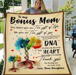 Personalized Bonus Mom Blanket, Mother's Day Gift Ideas, Thank You For Loving Me As Your Own Sherpa Blanket