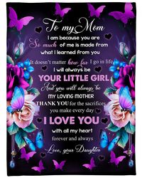 Personalized Mom Blanket, Mother's Day Gift, To Mom I Am Because You Are So Much Of Me Flowers Fleece Blanket