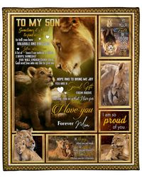 Personalized Son Blanket, Gift From Mom, To My Son Sometimes It's Hard To Find Words Lion Fleece Blanket