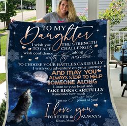 Personalized To My Daughter Blanket, Kisses From Mom, Gifts For Daughter, Christmas Gifts Idea For Daughter Fleece Blank