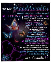 Personalized To My Granddaughter Everyday That You Are Not With Me Butterfly Fleece Blanket, Gift From Mom