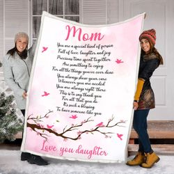 Pinky Mom Blanket, Mother's Day Gift Ideas, Poems Blanket To My Mom From Daughter Fleece Blanket, Meaningful Gift For Mo