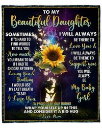 To My Daughter From Mom, I'm Proud To Be Your Mom Sunflower Fleece Blanket