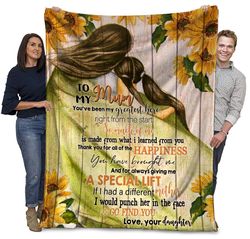 To My Mum You've Been My Greatest Hero Sunflower Mom And Daughter Sherpa Blanket